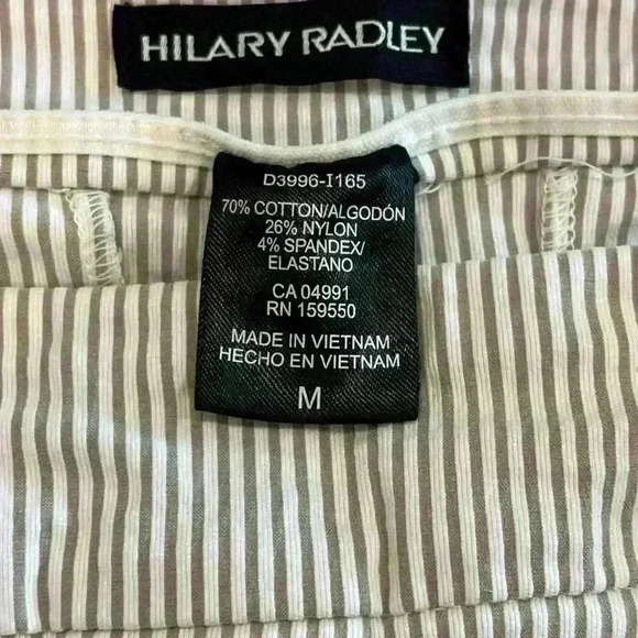 ✨Hilary Radley Women's Seersucker Pull-On Ankle Pants medium Blue Stripe Stretch - Picture 3 of 10